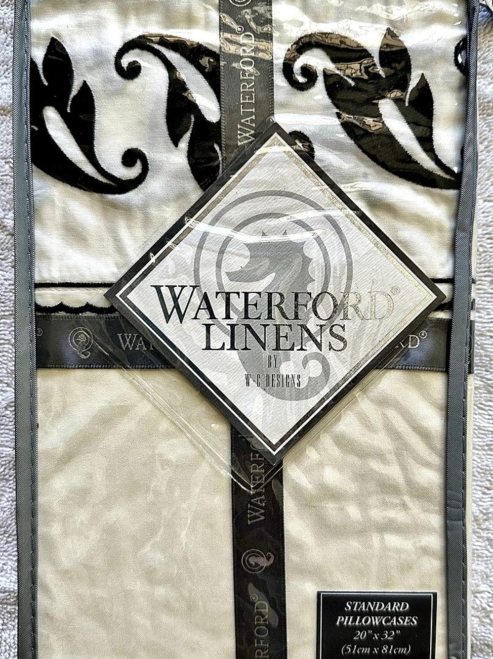 Waterford Linens Sheffield Euro Sham Floral White & Black